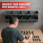 90 Pcs Magnetic Tool Box Labels 35x1 inch Magnetic Toolbox Labels for Tool Box Dwawers Strong Magnet Toolbox Organizer Chest Black Pre Printed & Blanked Emblems for Organization