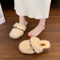 New Arrival Autumn Women's Low Heel Furry Slippers