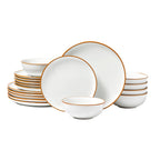 18 PCS Dinnerware Set Ceramic Plates and Bowls Sets Service for 6 White