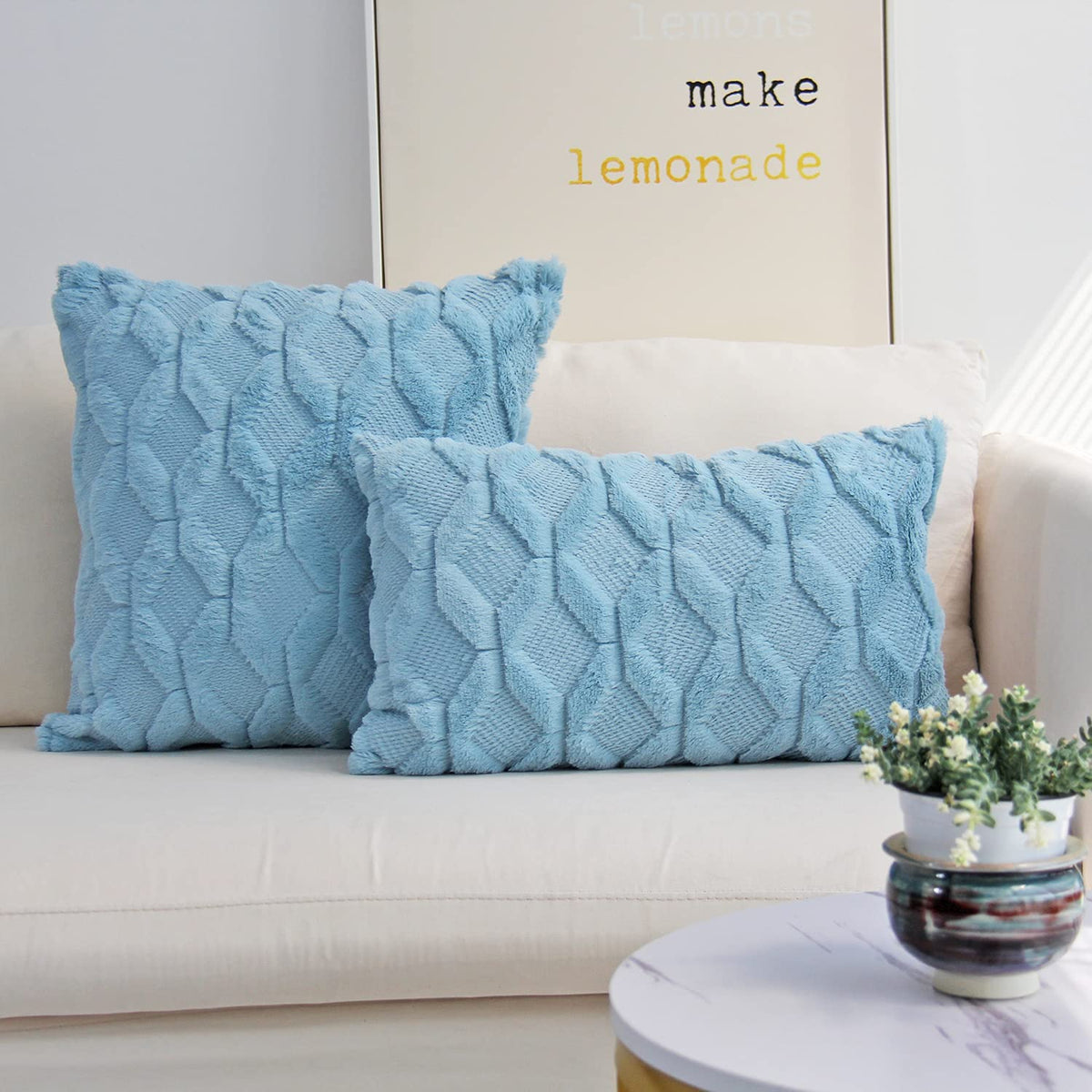 Pack of 2 bundle One 18"x18" with a matching color of one 12"x20" Square and rectangle combo set