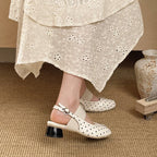 Summer Women Polka Dot Square Toe Closed Toe Sandals