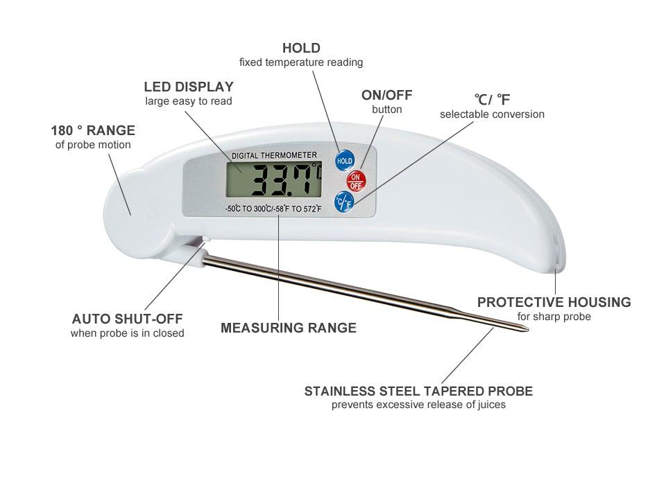 Digital Foldable Thermometer Food BBQ Meat