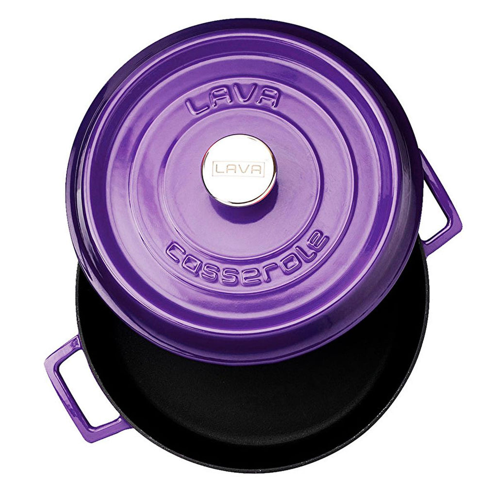 Lava Purple Cast Iron Multi-Purpose Cookware - 11 Inch Round Enamel Coated Pot