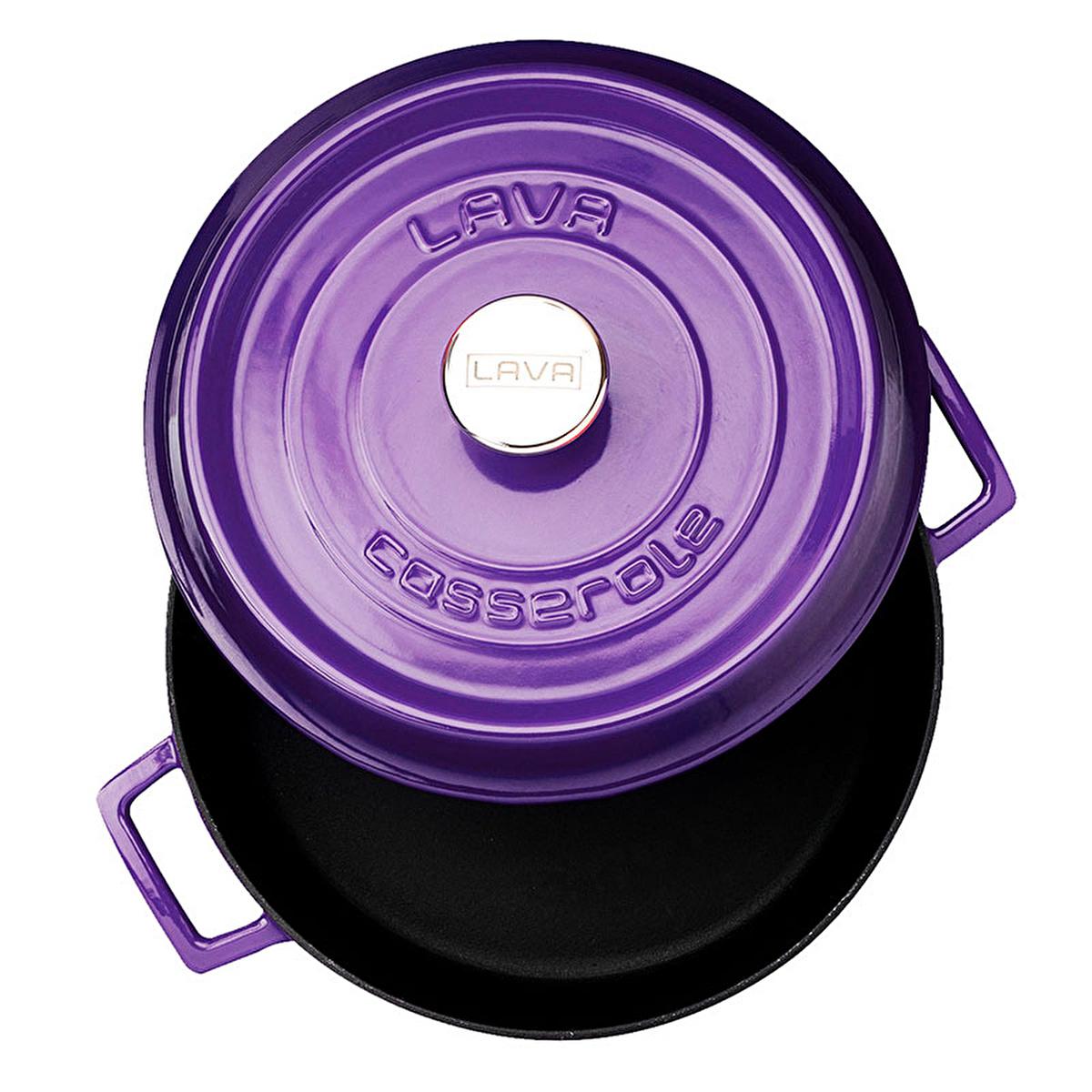 Lava Purple Cast Iron Multi-Purpose Cookware - 11 Inch Round Enamel Coated Pot