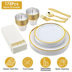 175Pcs Disposable Gold Dinnerware Set