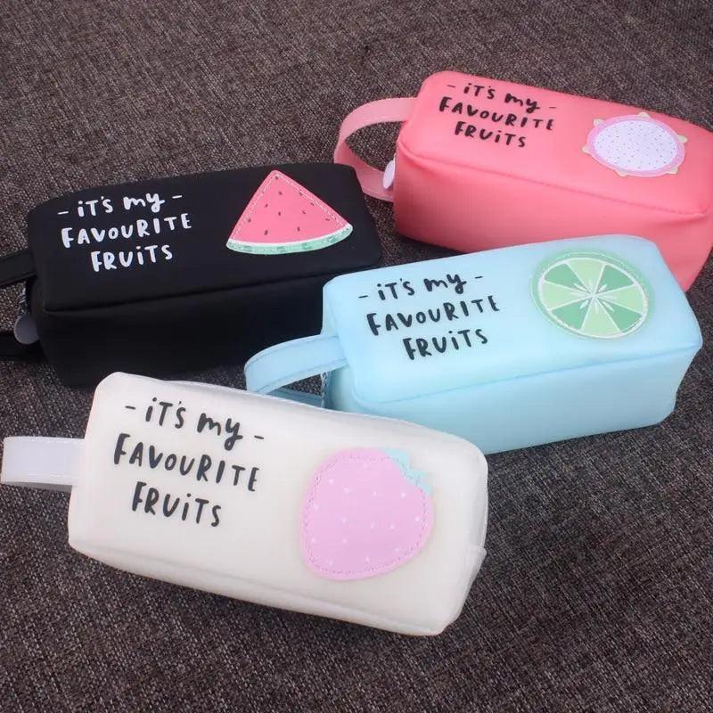 Fruit Pattern Pencil Case Large Capacity Candy Colors