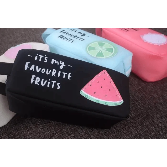 Fruit Pattern Pencil Case Large Capacity Candy Colors