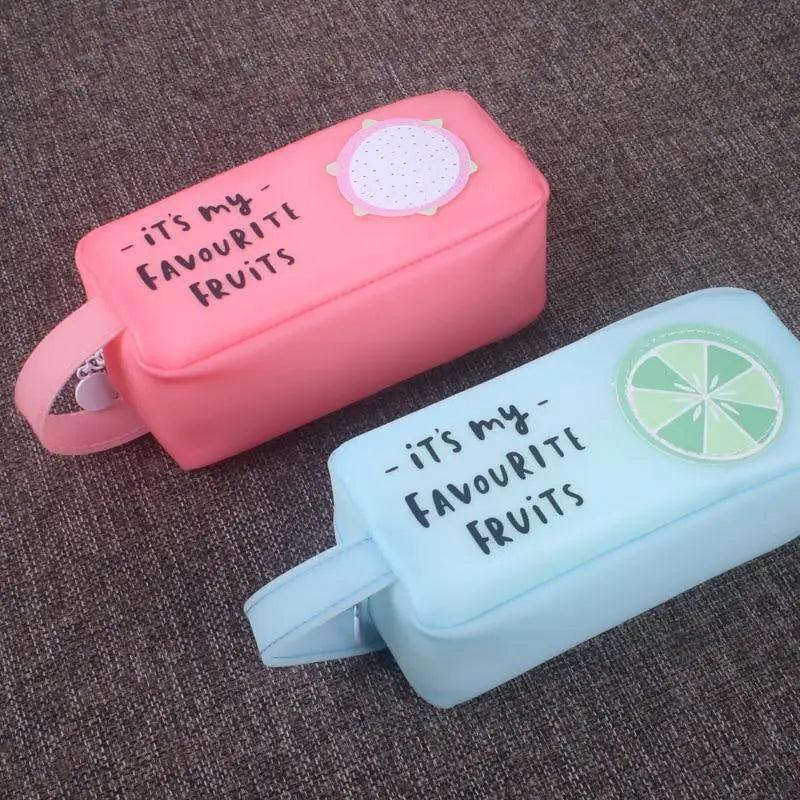 Fruit Pattern Pencil Case Large Capacity Candy Colors