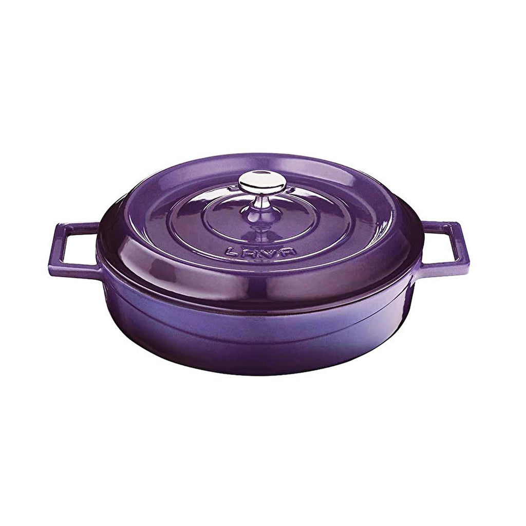 Lava Purple Cast Iron Multi-Purpose Cookware - 11 Inch Round Enamel Coated Pot