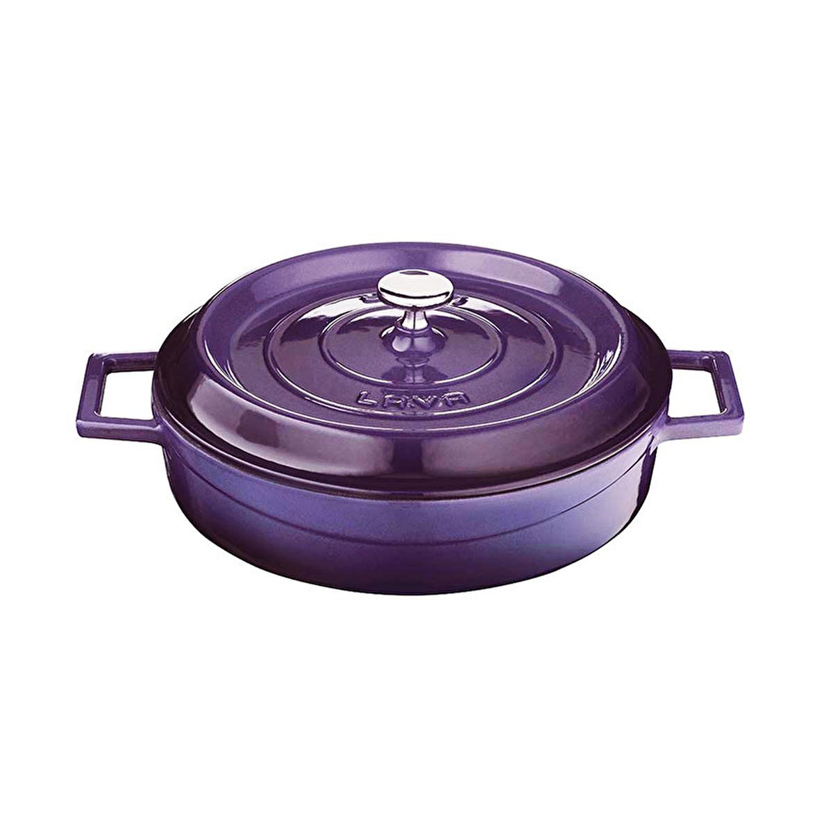 Lava Purple Cast Iron Multi-Purpose Cookware - 11 Inch Round Enamel Coated Pot