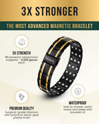 3x Strength Titanium Magnetic Bracelet for Men (Black & Gold)