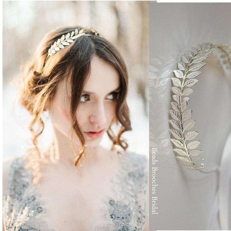 New Fashion Bride beautiful simple generous metal Leaves leaf crown hair band
