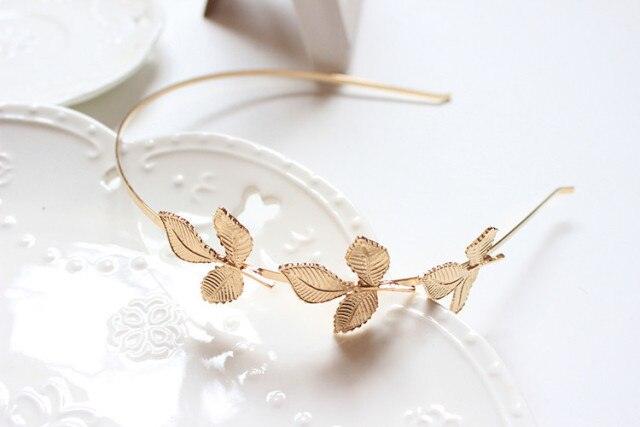 New Fashion Bride beautiful simple generous metal Leaves leaf crown hair band