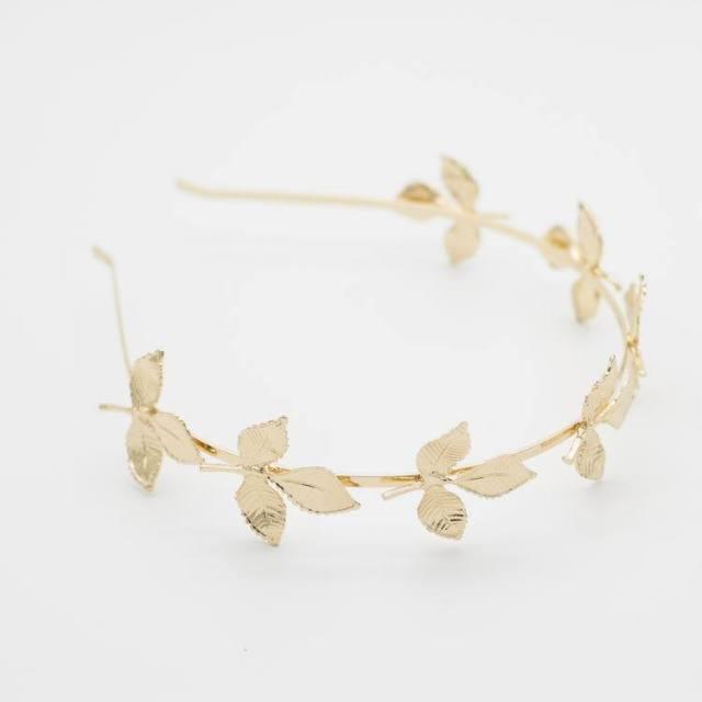 New Fashion Bride beautiful simple generous metal Leaves leaf crown hair band