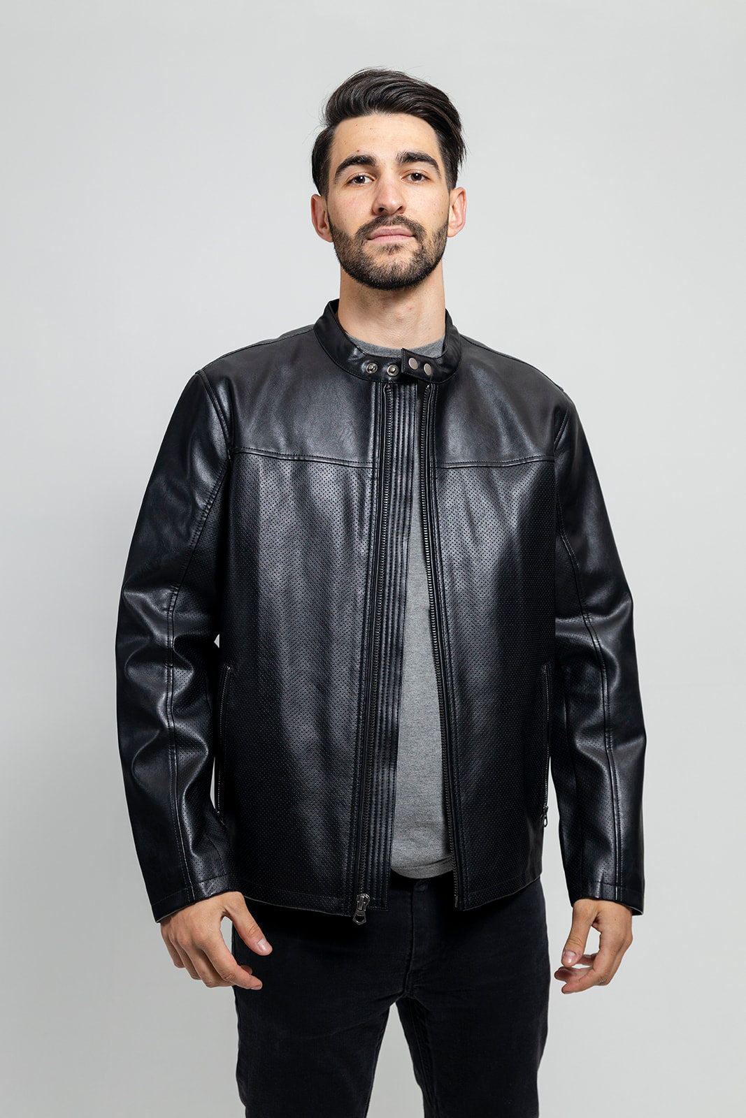 Oliver Men's Perforated Faux Leather Jacket