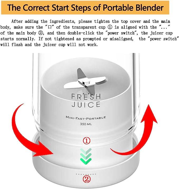 Portable White Blender Powered Blender Electric Juicer