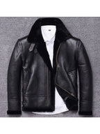 Men's Black Sheepskin Shearling Winter Jacket