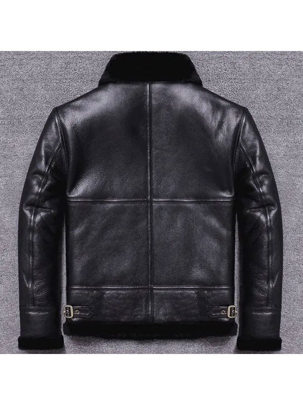 Men's Black Sheepskin Shearling Winter Jacket