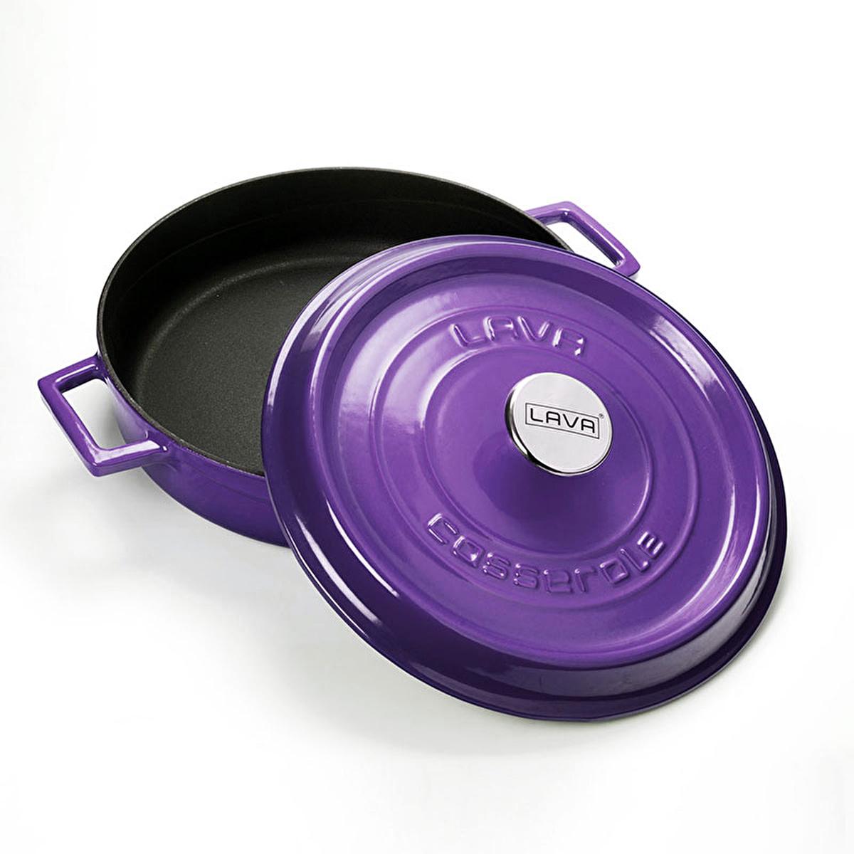 Lava Purple Cast Iron Multi-Purpose Cookware - 11 Inch Round Enamel Coated Pot